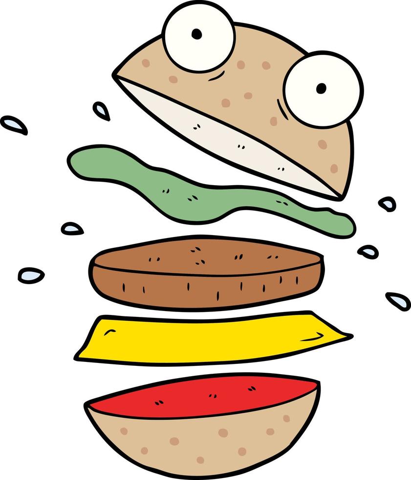 burger fou de dessin animé vecteur