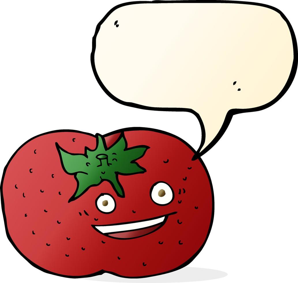 tomate de dessin animé avec bulle de dialogue vide vecteur