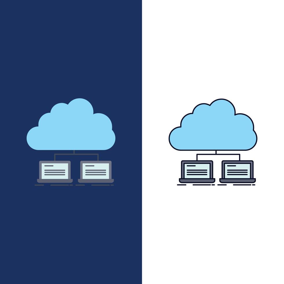 nuage réseau serveur internet données plat couleur icône vecteur