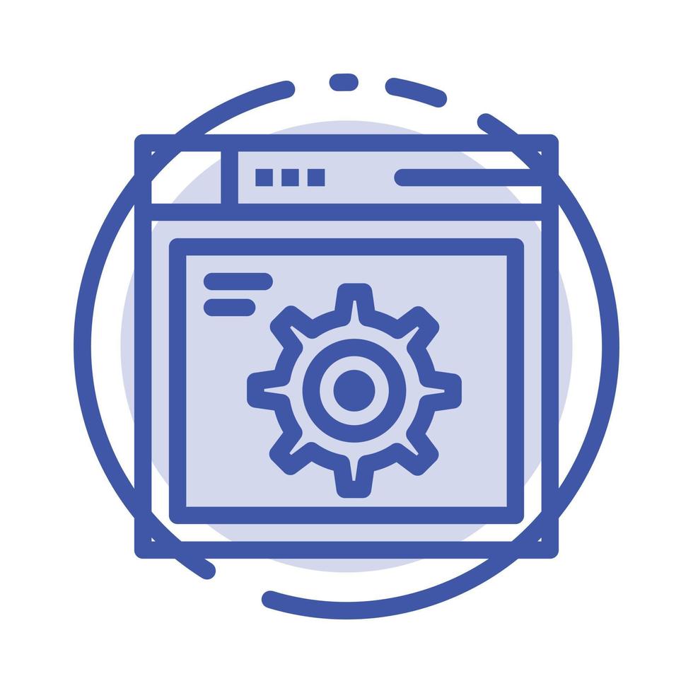 icône de ligne en pointillé bleu internet de réglage web vecteur