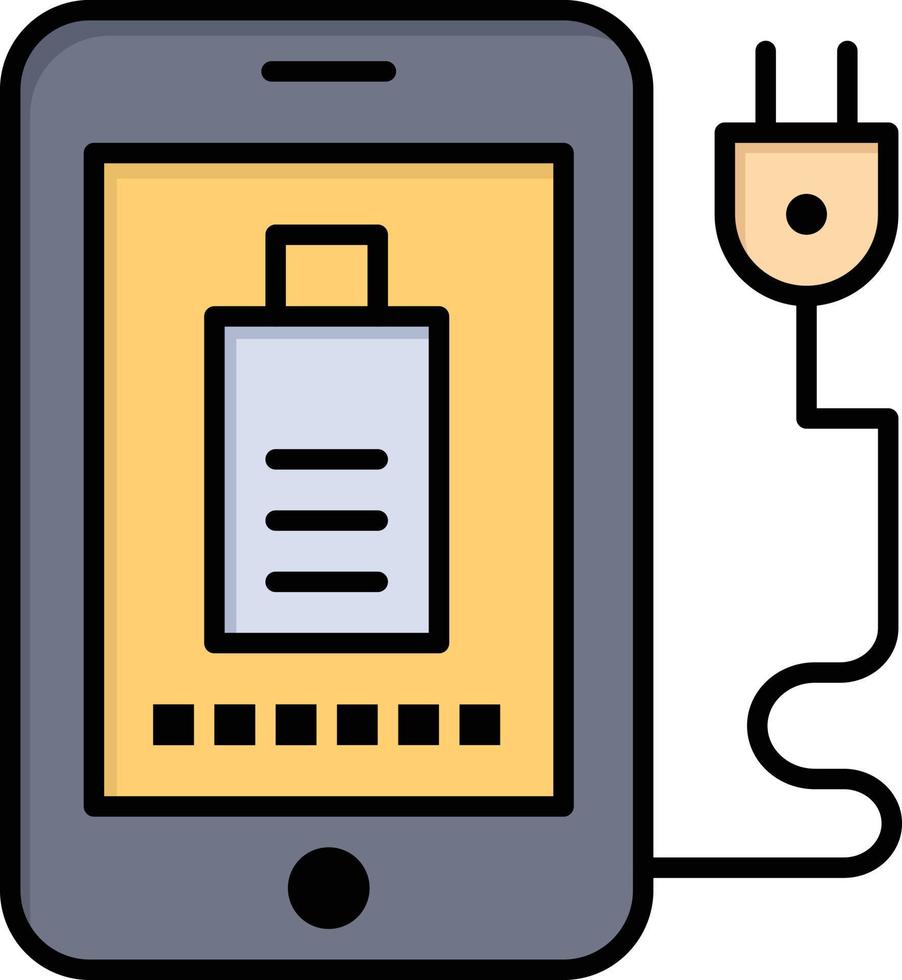 modèle de bannière d'icône de vecteur d'icône de couleur plate de prise complète de charge mobile