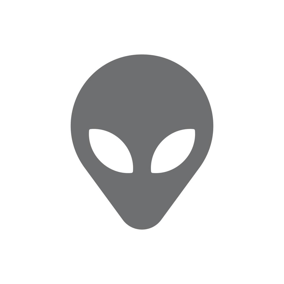 eps10 vecteur gris alien extraterrestre visage ou tête icône art solide isolé sur fond blanc. symbole extraterrestre dans un style moderne et plat simple pour la conception de votre site Web, votre logo et votre application mobile