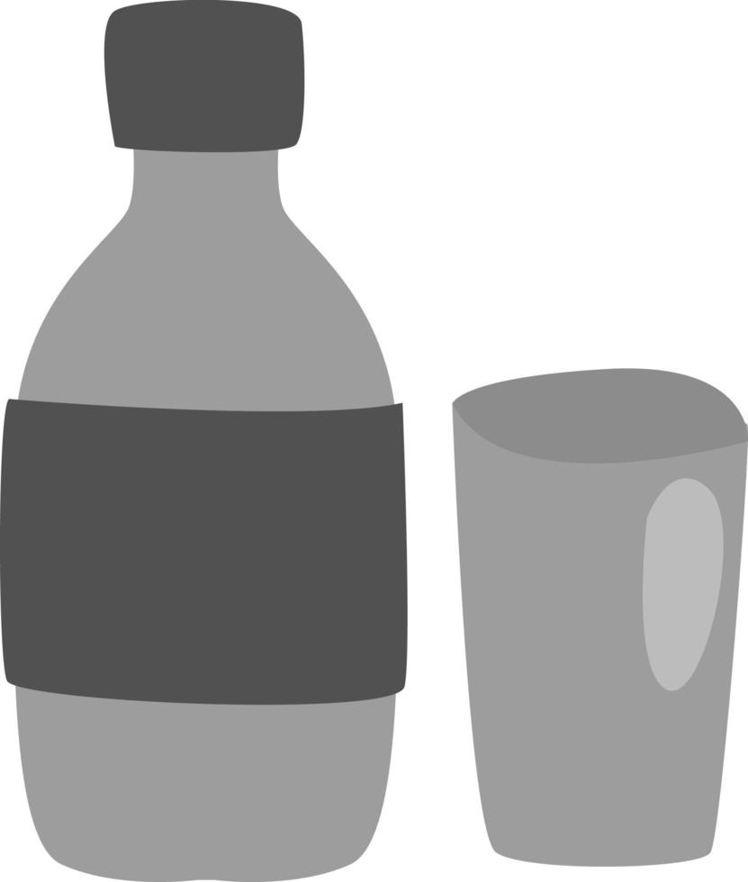 bouteille d'eau avec verre, illustration, vecteur, sur fond blanc. vecteur