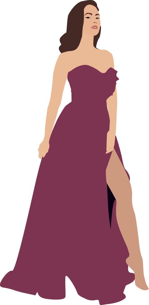 fille en robe violette, illustration, vecteur sur fond blanc.