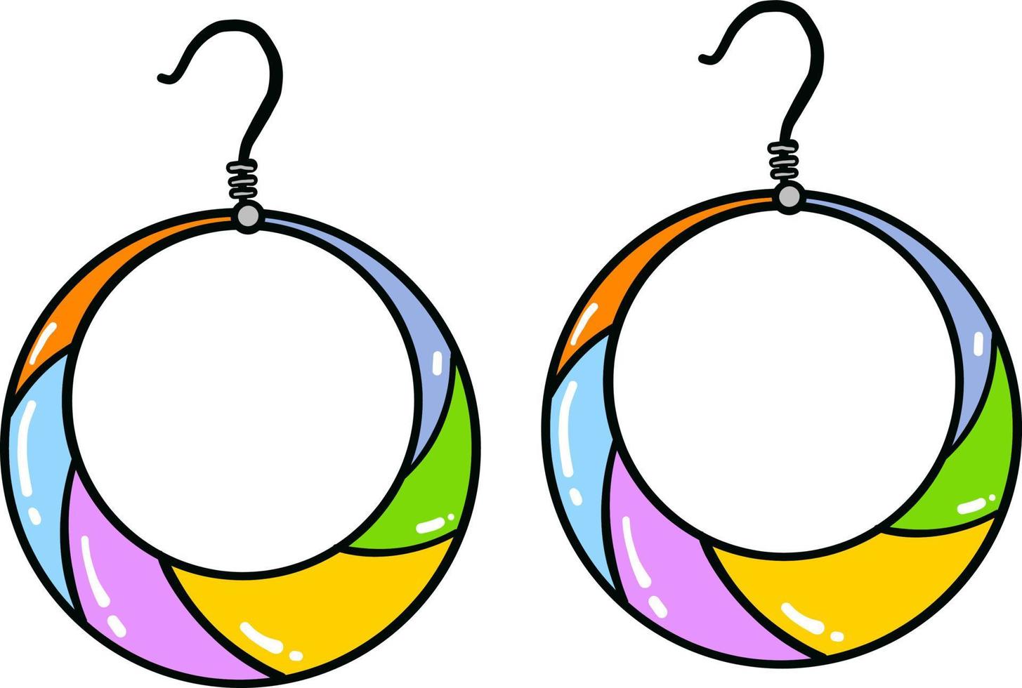 boucles d'oreilles colorées, illustration, vecteur sur fond blanc.