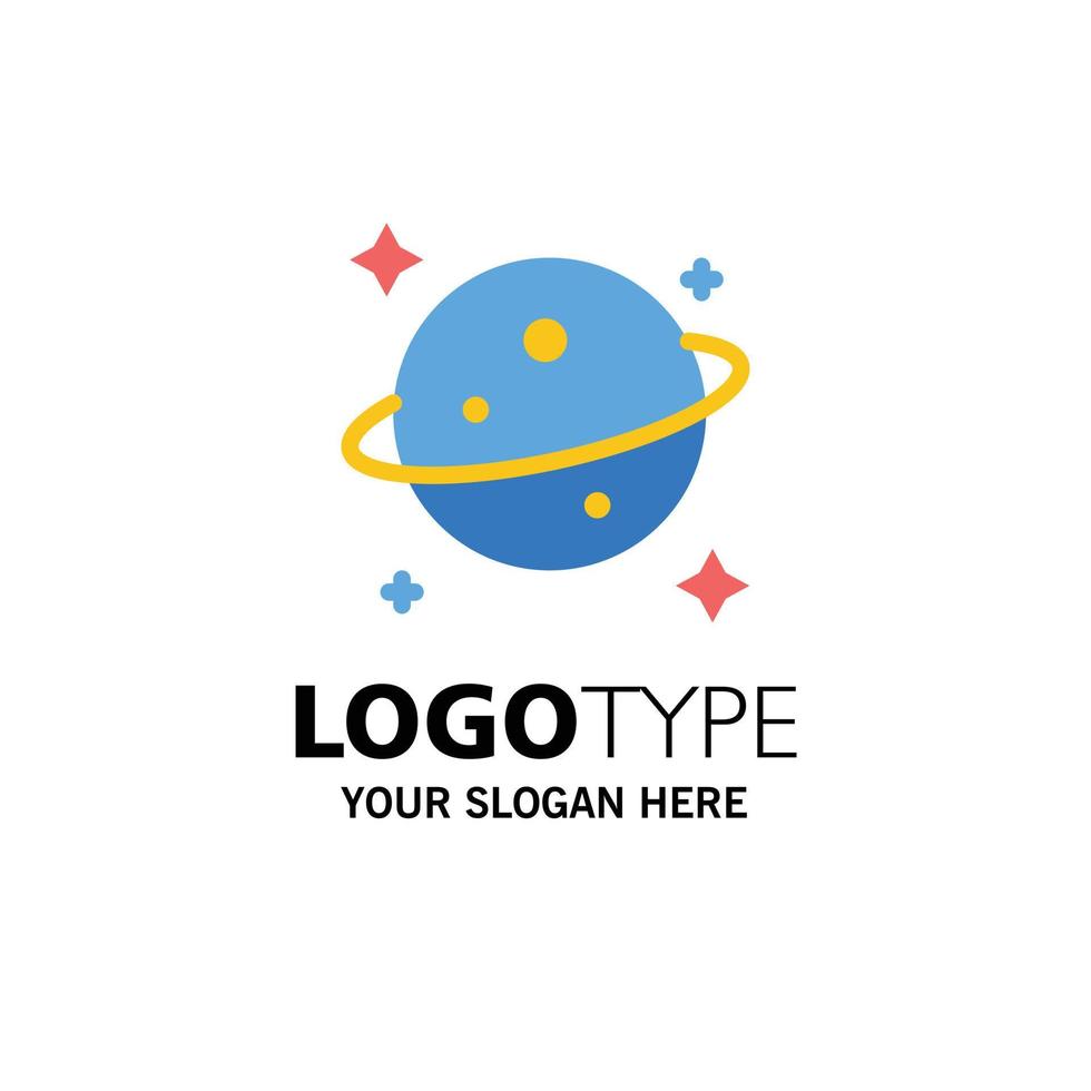 modèle de logo d'entreprise spatiale planète saturne couleur plate vecteur