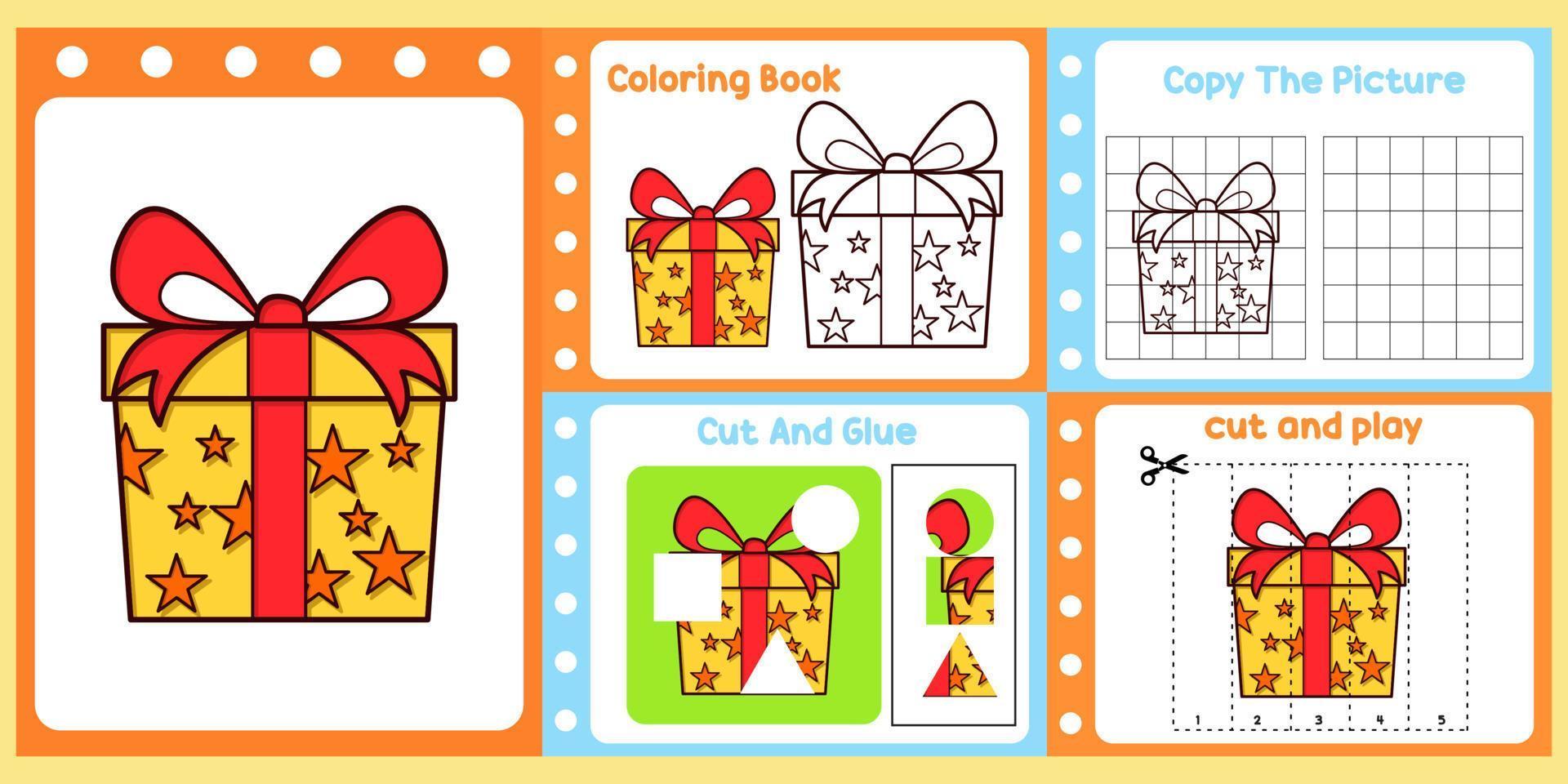pack de feuilles de calcul pour les enfants avec vecteur de cadeau. livre d'étude pour enfants