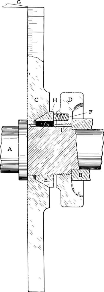 illustration vintage de l'échelle micrométrique de la broche de shaper. vecteur
