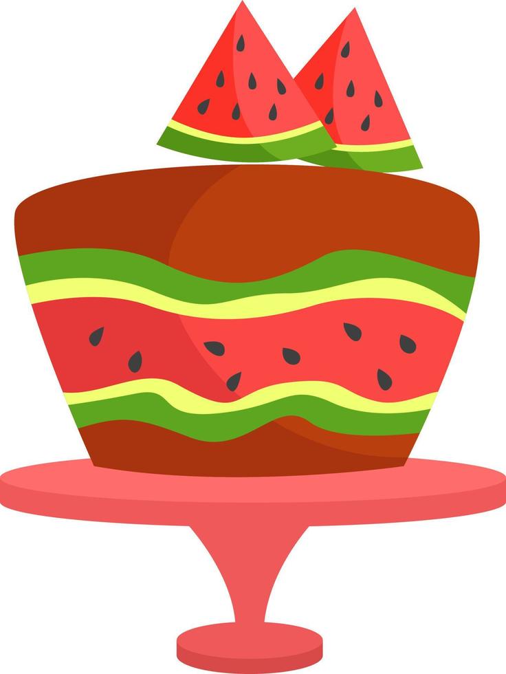 Gâteau pastèque, illustration, vecteur sur fond blanc