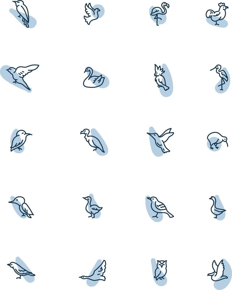 jeu d'icônes d'oiseau, illustration, vecteur, sur fond blanc. vecteur
