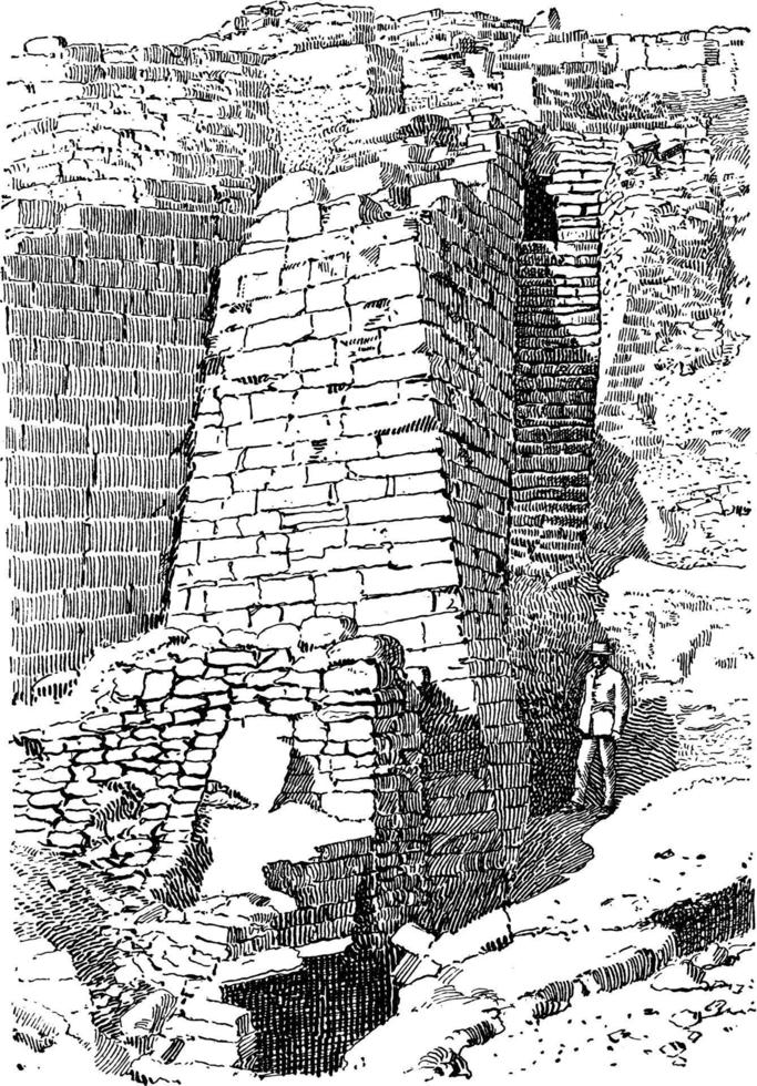 fouilles à troy, illustration vintage. vecteur