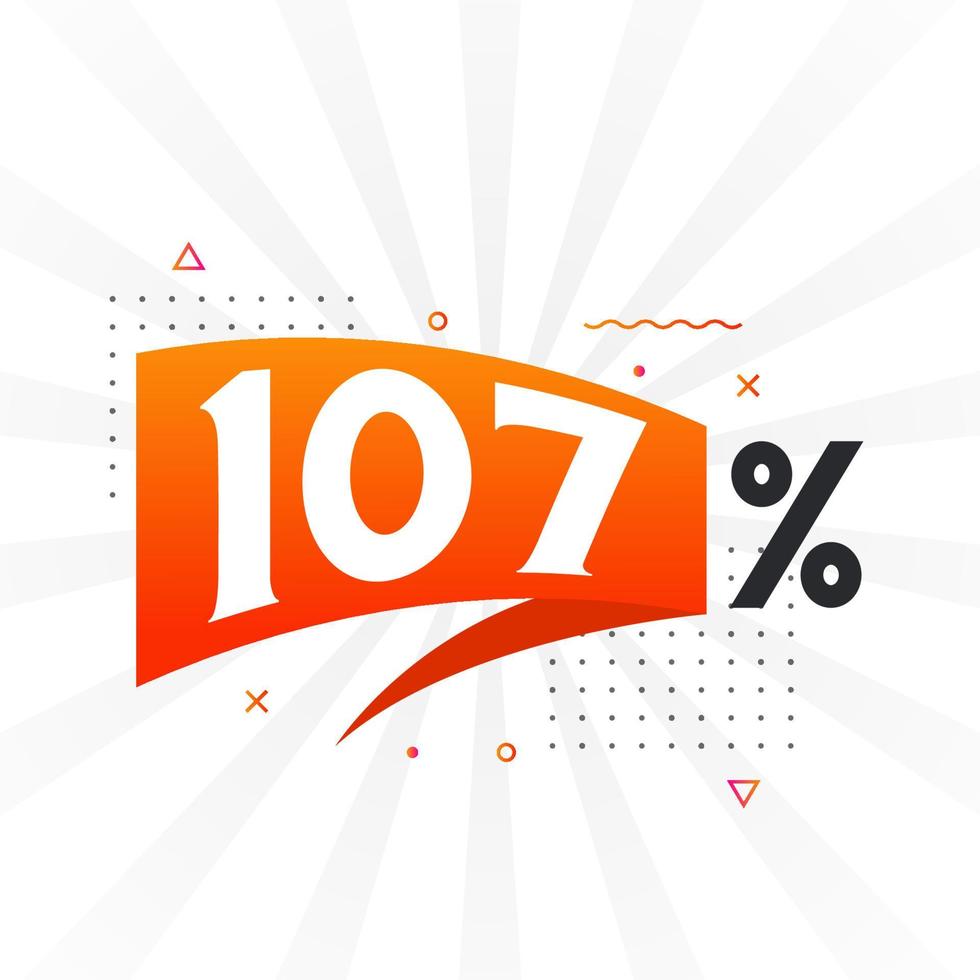 107 promotion de bannières marketing à prix réduits. Conception promotionnelle de 107 % des ventes. vecteur