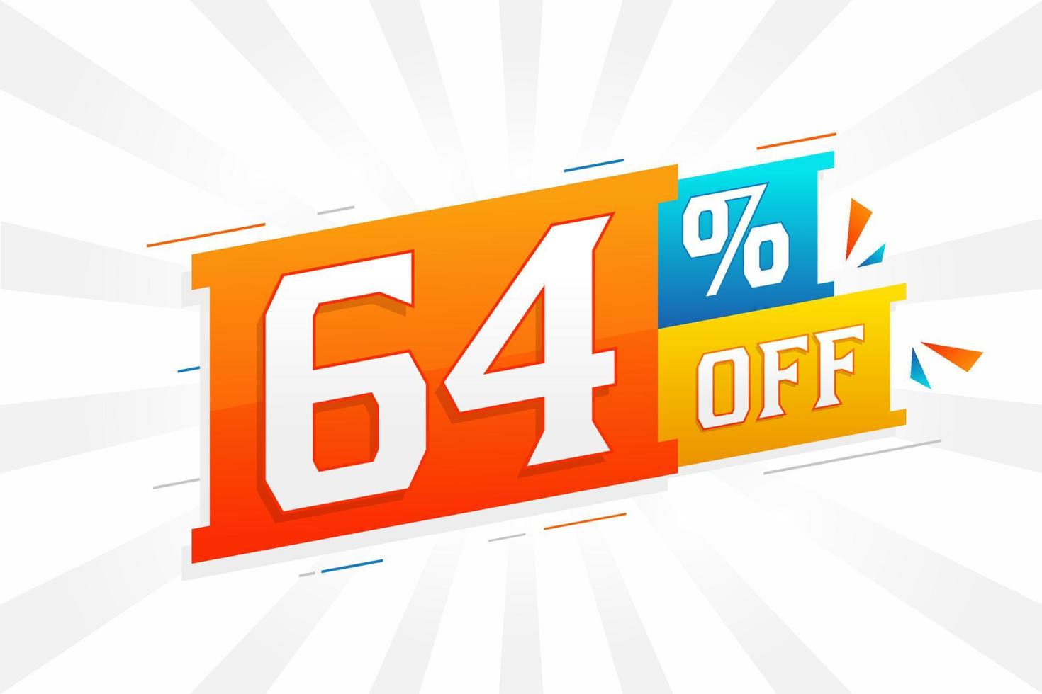 64 % de réduction sur la conception d'une campagne promotionnelle spéciale 3d. 64 de l'offre de remise 3d pour la vente et le marketing. vecteur