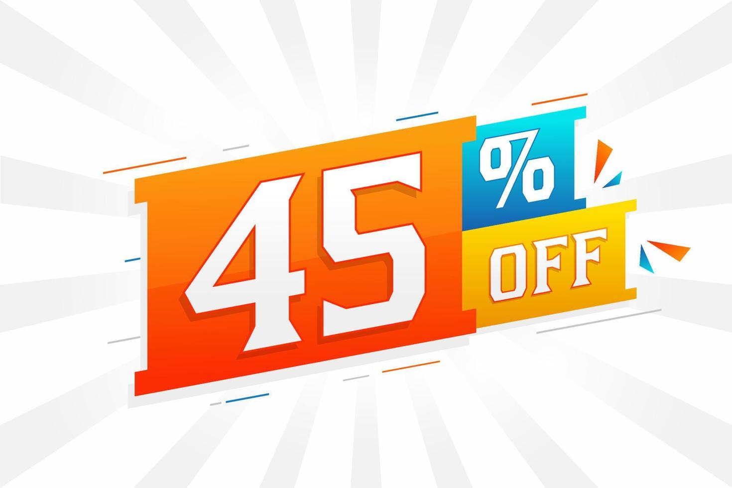 45 % de réduction sur la conception d'une campagne promotionnelle spéciale 3d. 45 de l'offre de remise 3d pour la vente et le marketing. vecteur