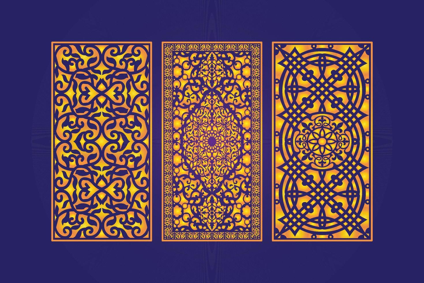 modèle de panneaux décoratifs islamiques découpés au laser avec texture géométrique abstraite et laser floral vecteur