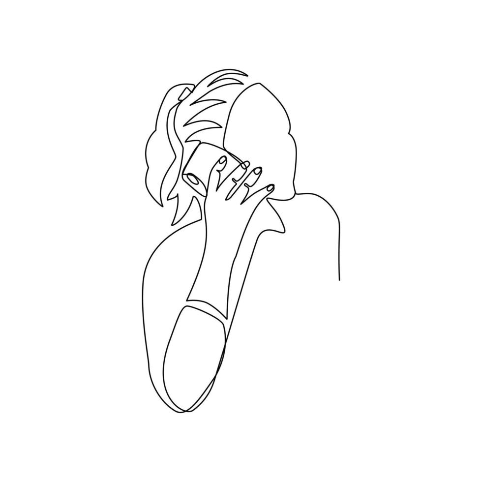 illustration vectorielle d'une fille parlant au téléphone dessinée dans un style d'art en ligne vecteur