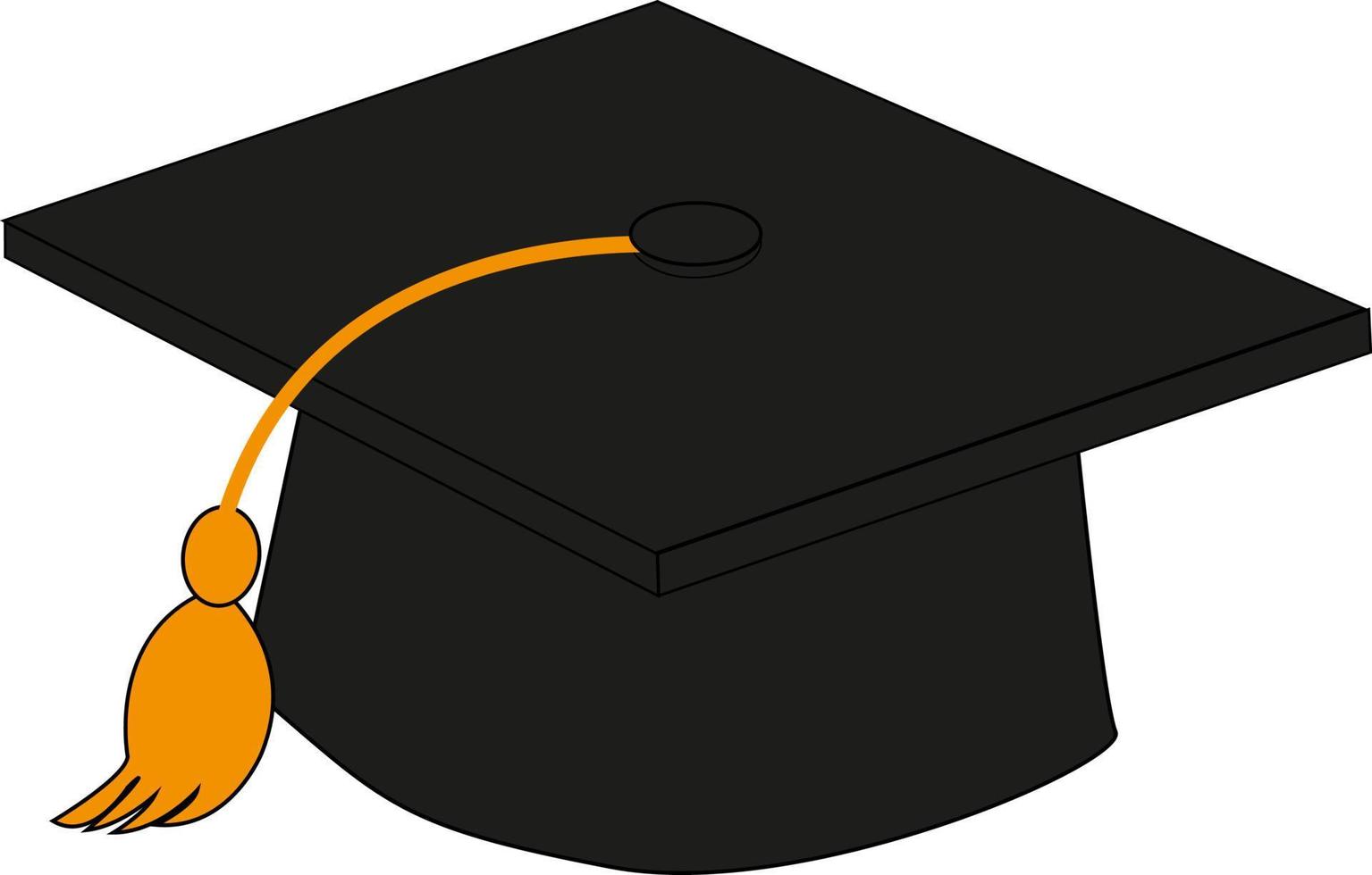 chapeau noir d'un diplômé universitaire ou collégial, pour l'obtention du diplôme. vecteur