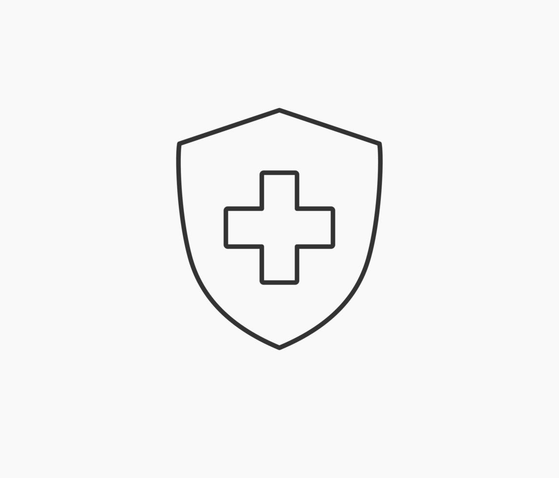 icône de ligne d'assurance protection médicale vecteur