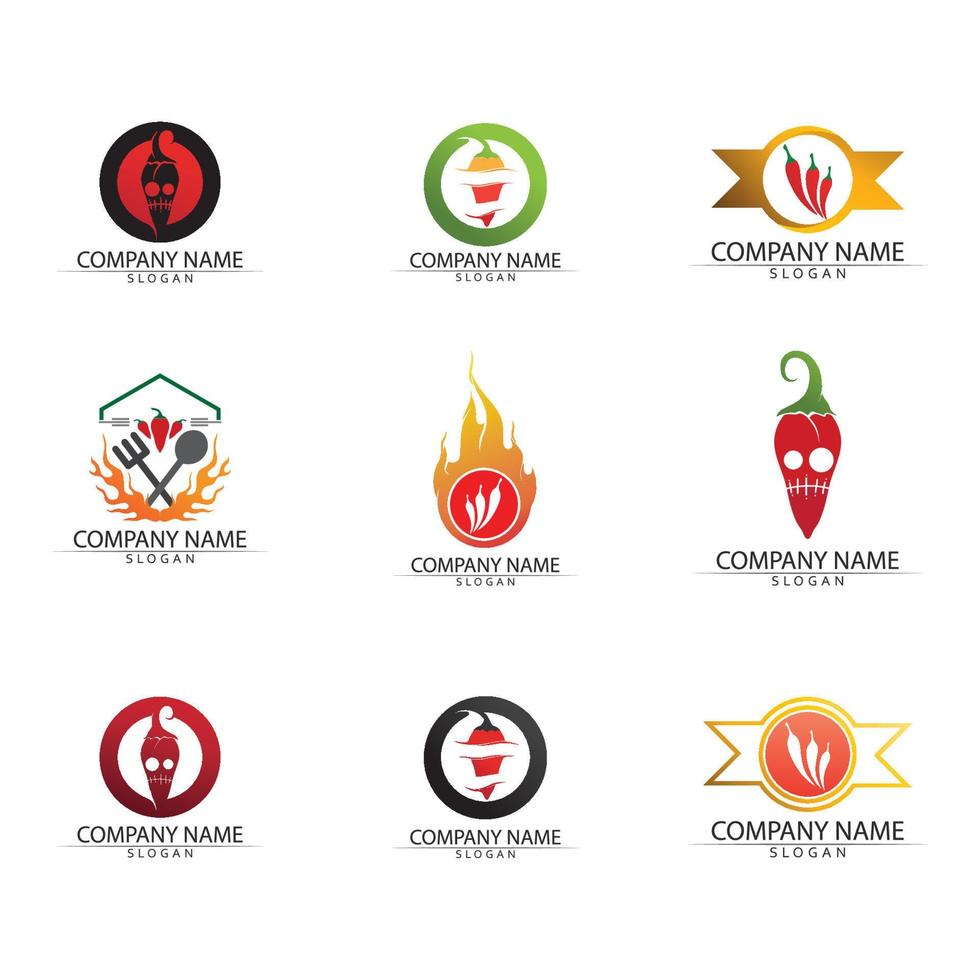 piment et icône chaude saison alimentaire conception logo vecteur