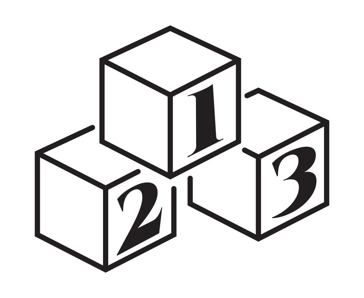 cube 123 numéros de blocs icône d'art en ligne pour les applications et les sites Web vecteur