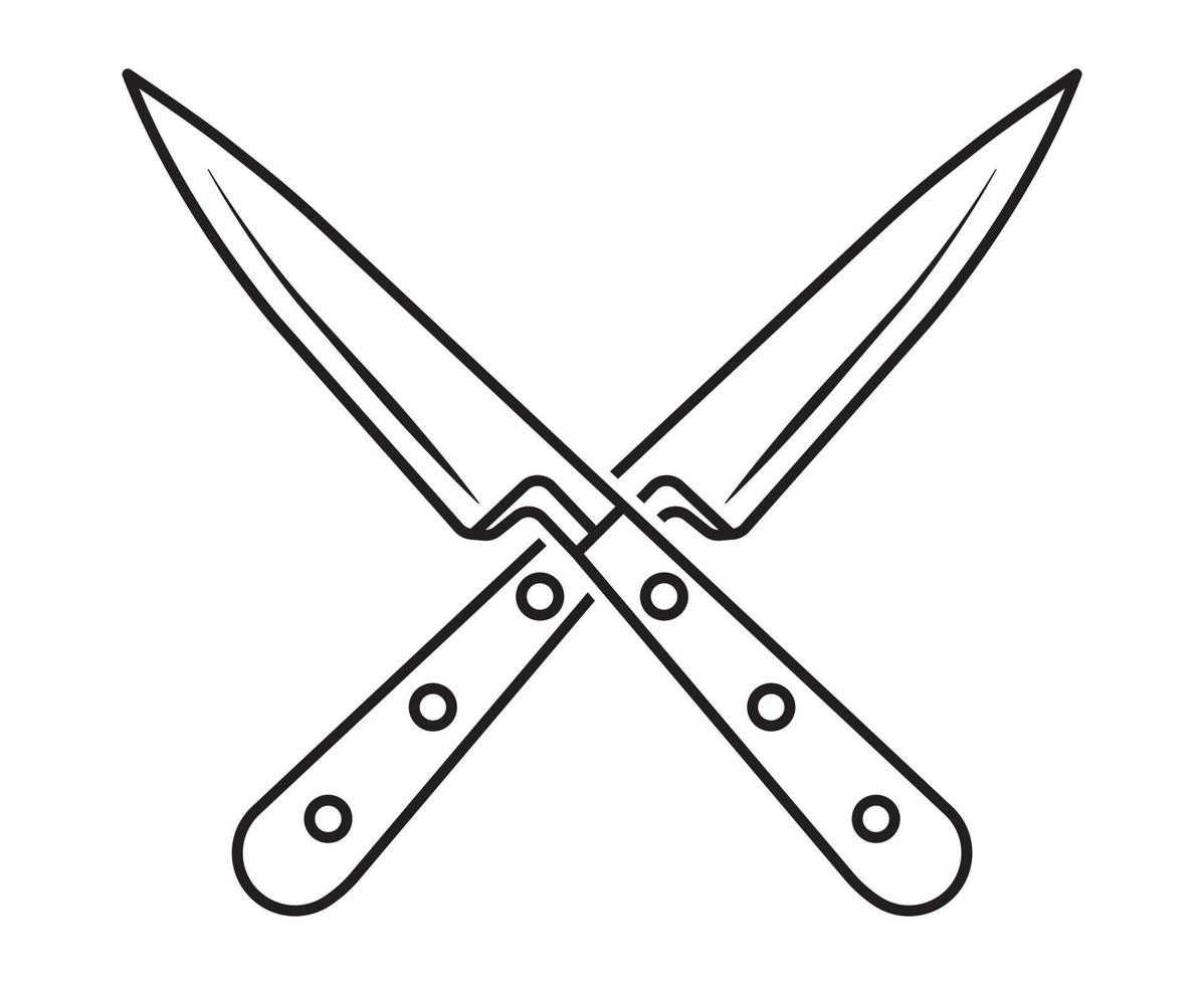 icône de vecteur d'art de ligne de couteau de cuisine croisé pour les applications ou les sites Web