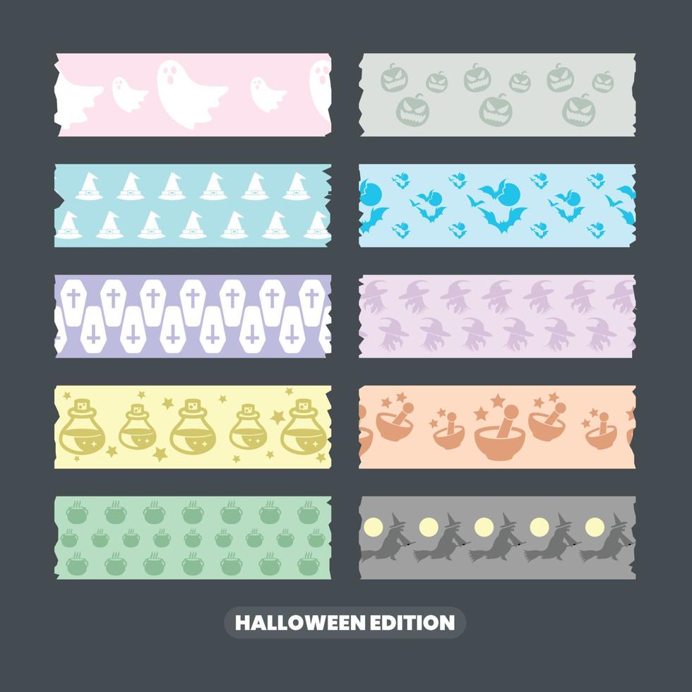 collection de rubans washi plats sur le thème d'halloween vecteur