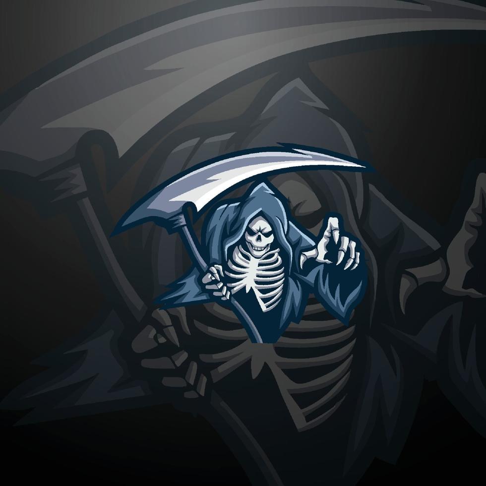 logo de mascotte de joueur de crâne vecteur