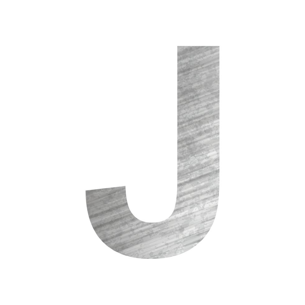 texture de métal rouillé argenté, lettre j de l'alphabet anglais sur fond blanc - vecteur
