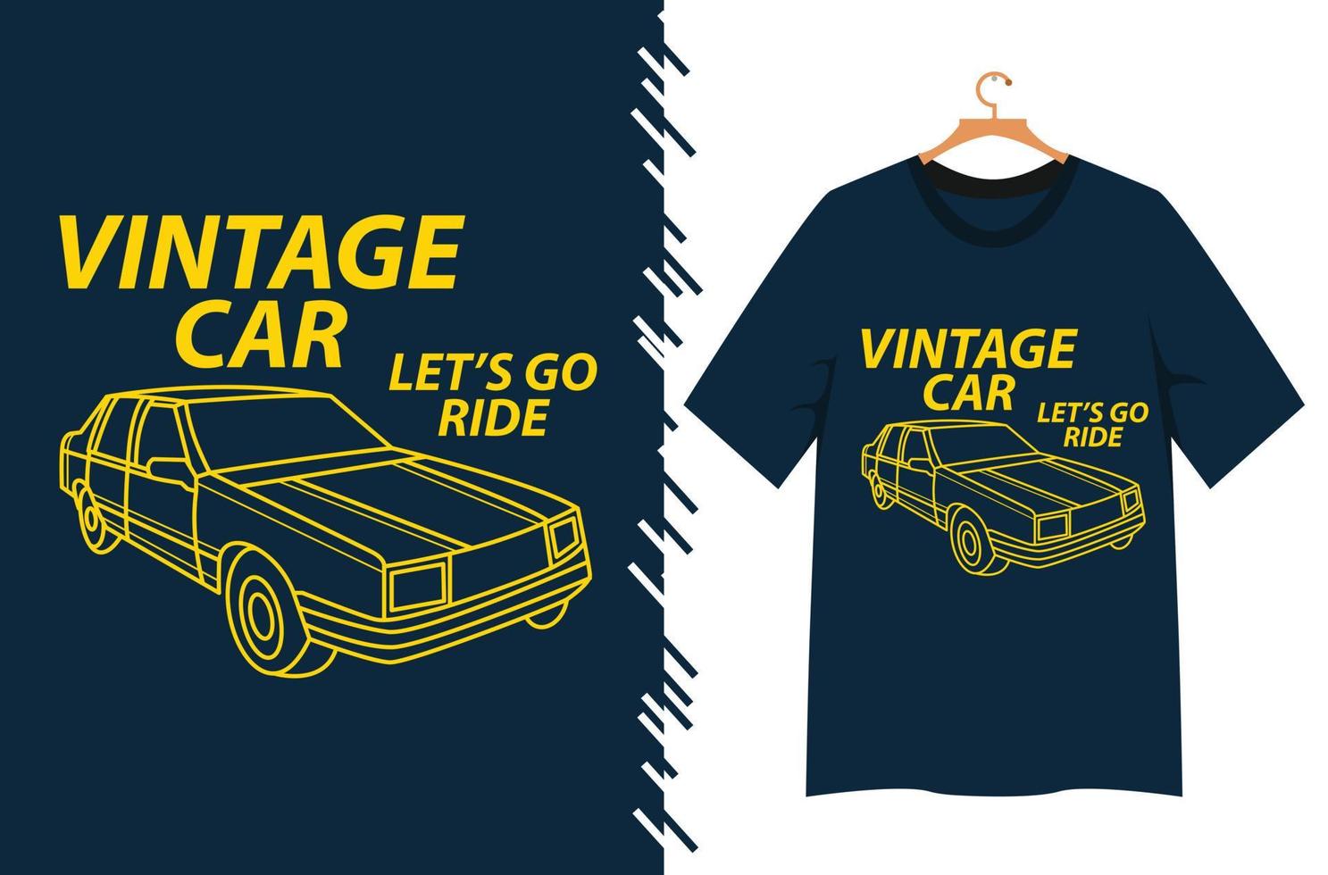 conception de t-shirt de voiture vintage vecteur