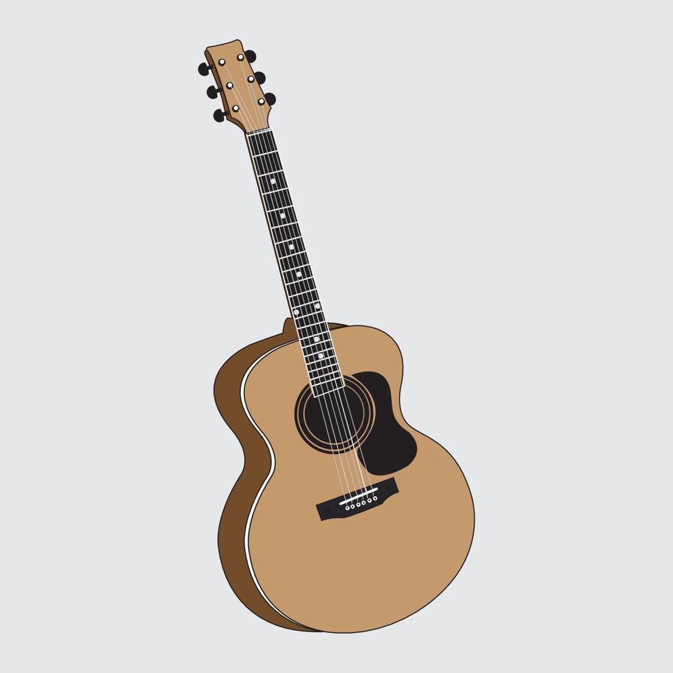 guitare acoustique isolée sur vecteur blanc