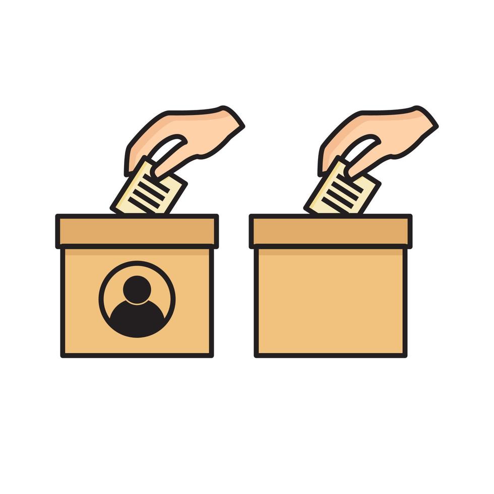 illustration vectorielle de vote et de suggestion critique main mettant du papier blanc dans l'urne vecteur
