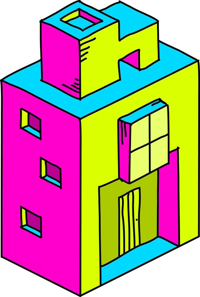bâtiments colorés, illustration, vecteur sur fond blanc