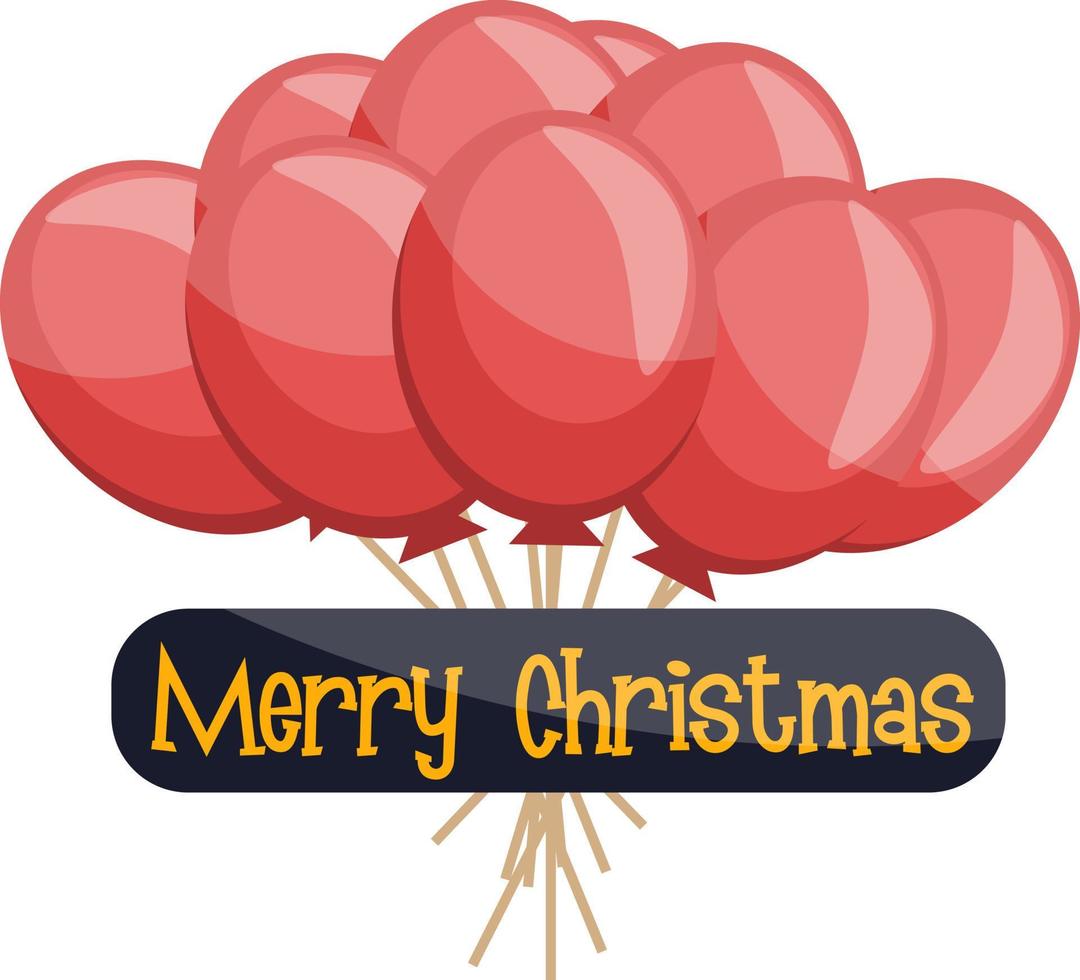 Douzaine de ballons rouges et mery christmas sign vector illustration sur fond blanc