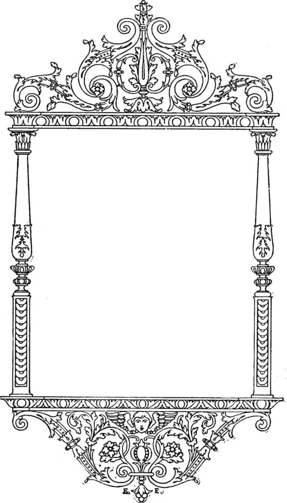 le cadre orné a une face inférieure de ce motif, gravure vintage. vecteur