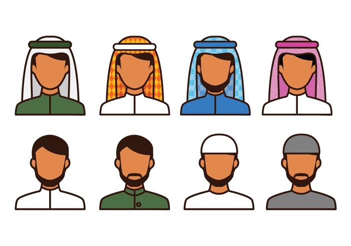 Icônes d'Avatar Musulman Gratuites vecteur