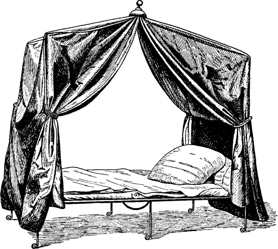 lit de camp de napoléon, illustration vintage. vecteur