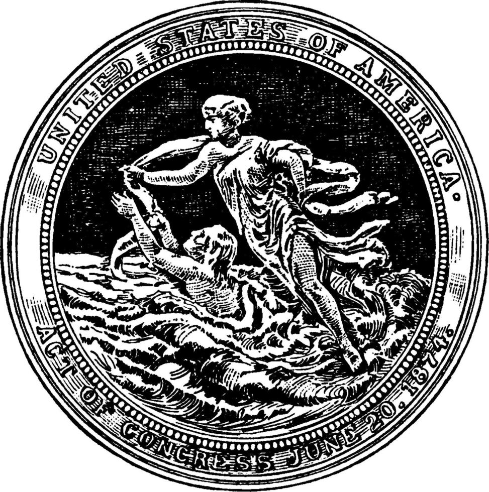 médaille de sauvetage, illustration vintage. vecteur