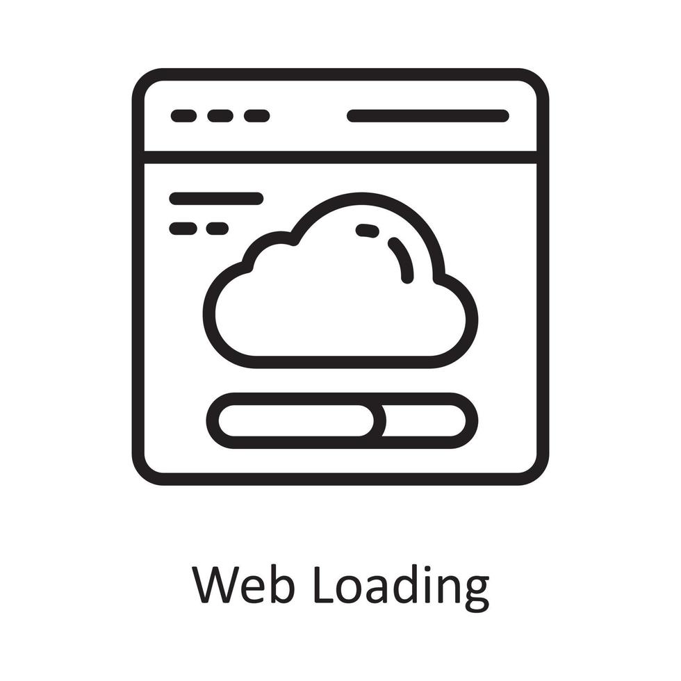 illustration de conception d'icône de contour de vecteur de chargement web. symbole de cloud computing sur fond blanc fichier eps 10