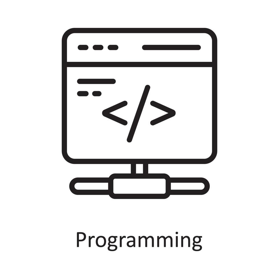 illustration de conception d'icône de contour de vecteur de programmation. symbole de cloud computing sur fond blanc fichier eps 10