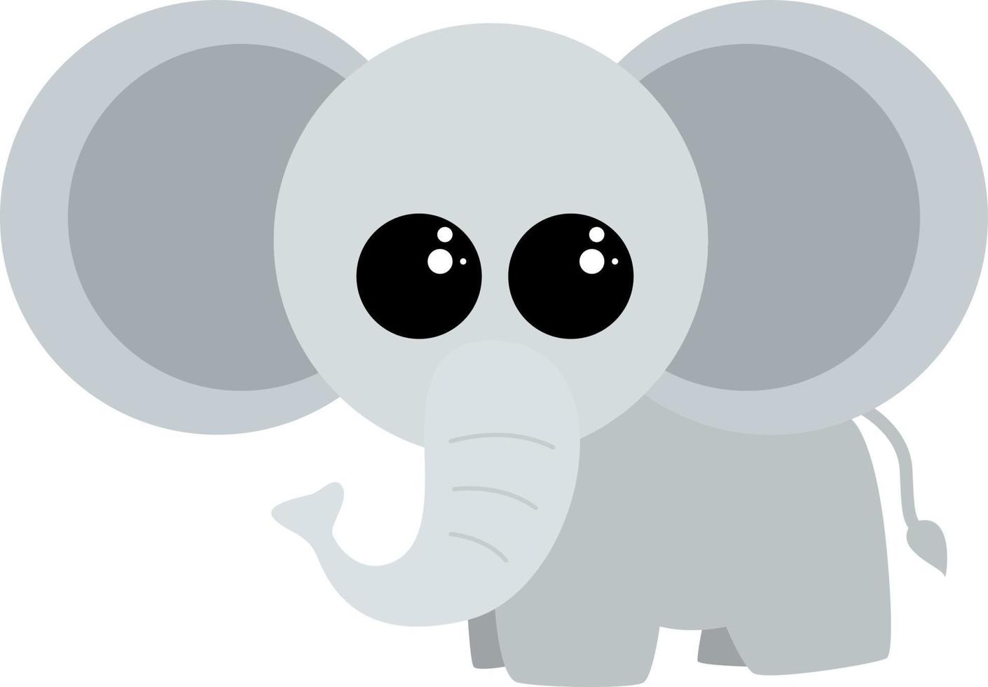 mignon petit éléphant, illustration, vecteur sur fond blanc.