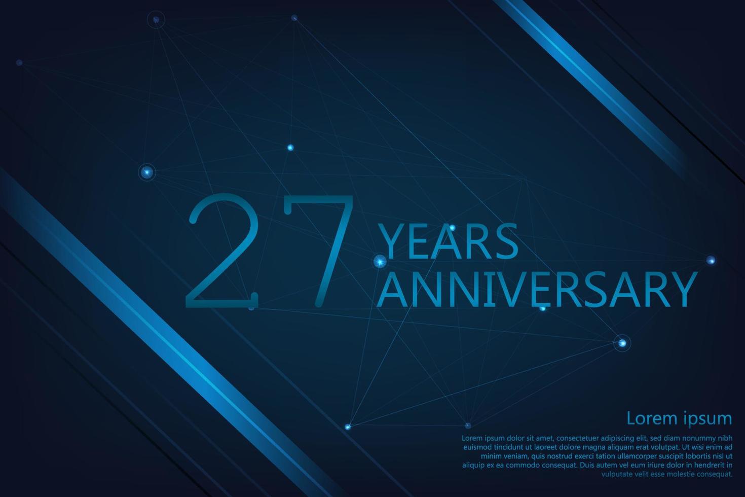 Bannière anniversaire 27 ans. modèle d'affiche pour célébrer la fête d'anniversaire. illustration vectorielle vecteur