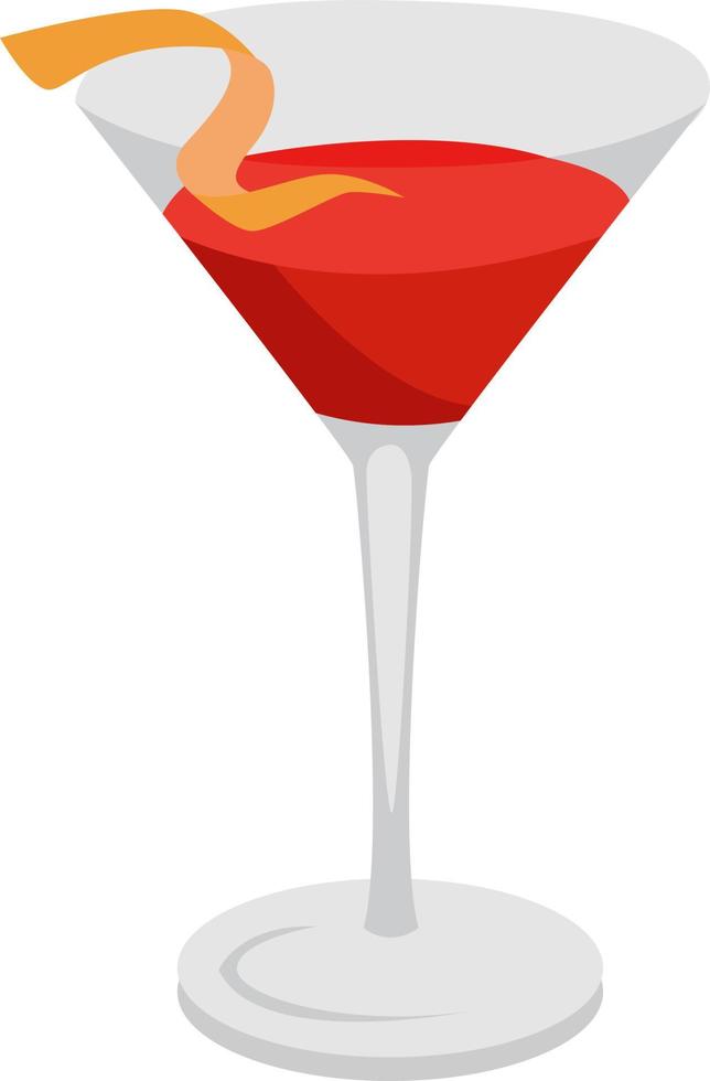 Cocktail rouge cosmopolite, illustration, vecteur sur fond blanc