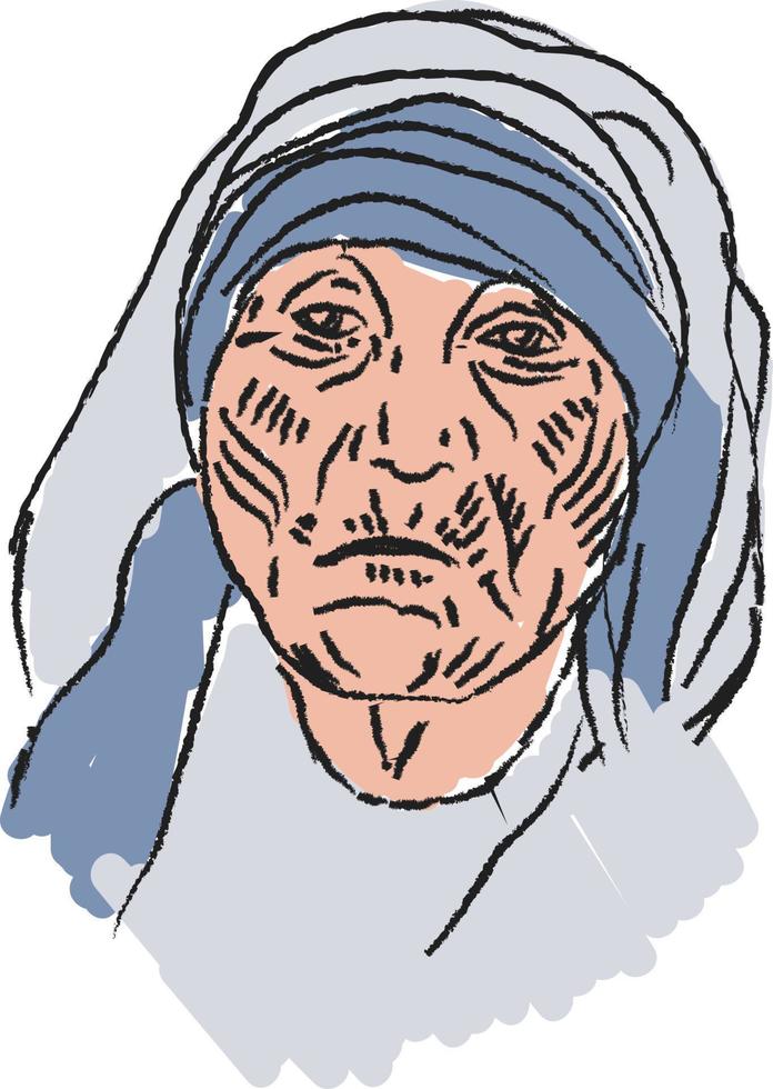 Mère Teresa, illustration, vecteur sur fond blanc.