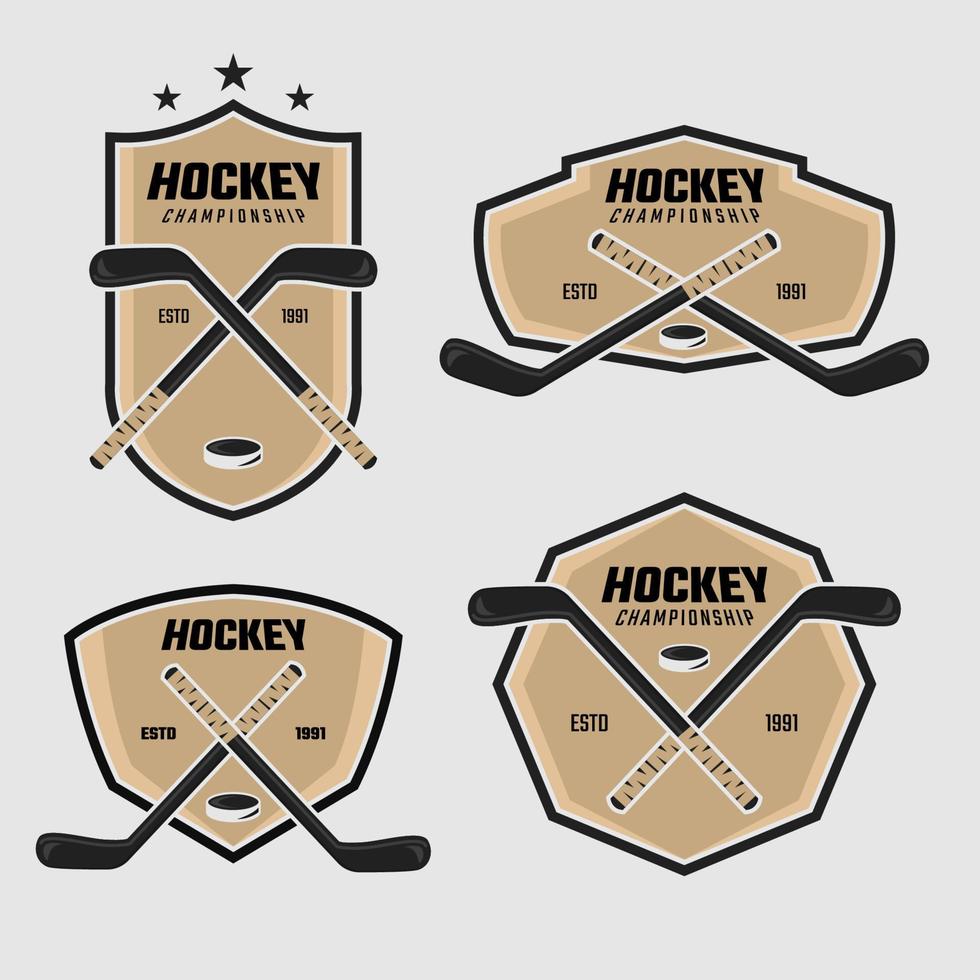 étiquettes et insignes de hockey de sports d'hiver vecteur