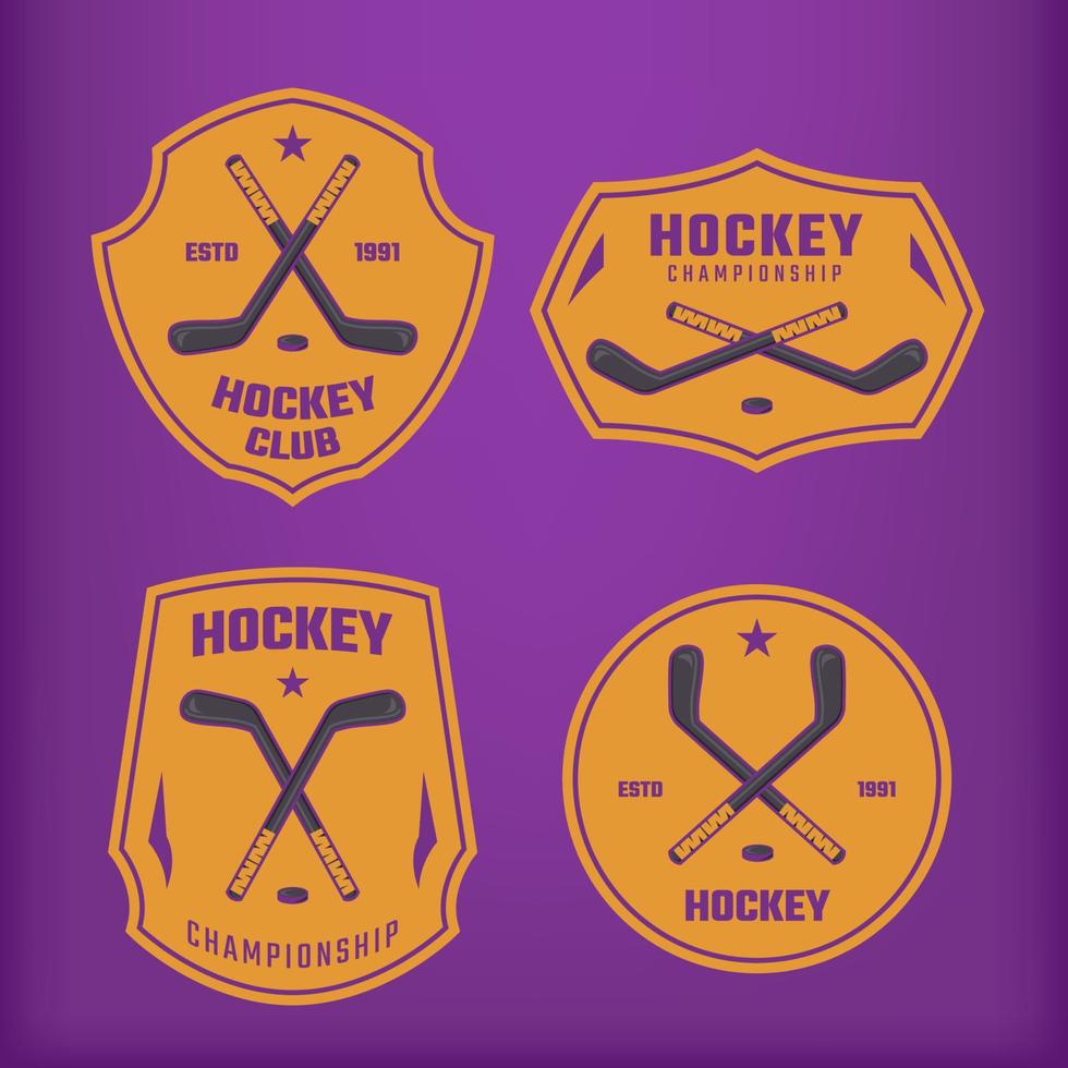 emblème de hockey quatre logo vecteur