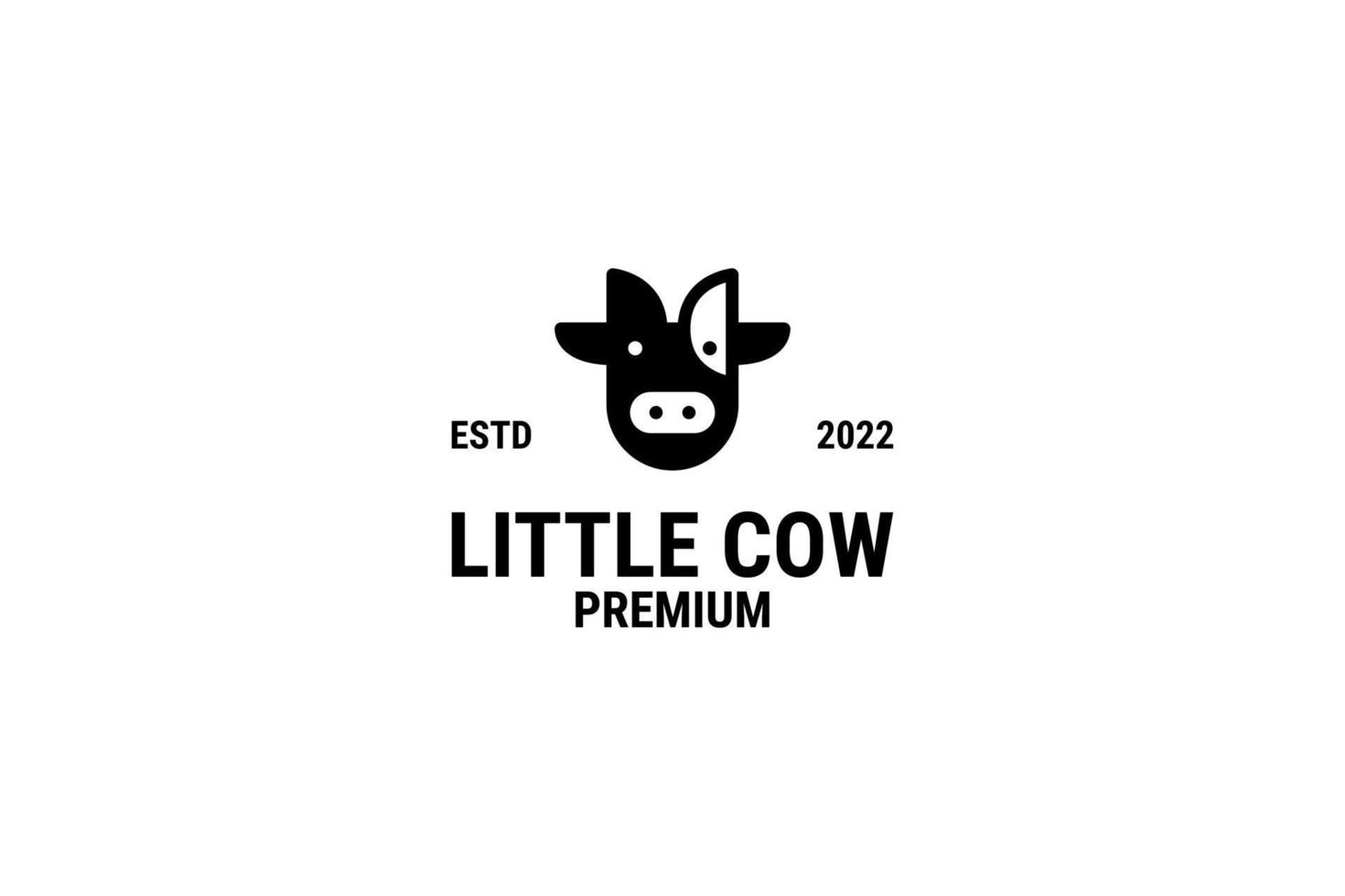 mignon, tête, vache, logo, conception, vecteur, illustration vecteur