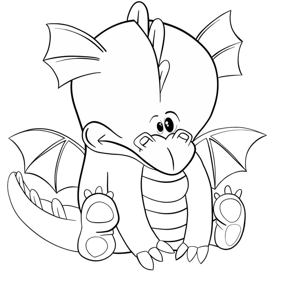 coloriage bébé dragon vecteur