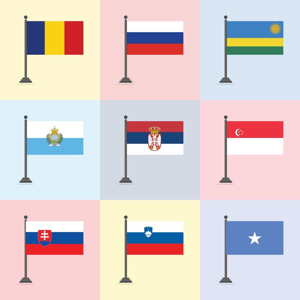 modèle de conception de drapeau roumanie russie rwanda saint-marin serbie singapour slovaquie slovénie somalie vecteur