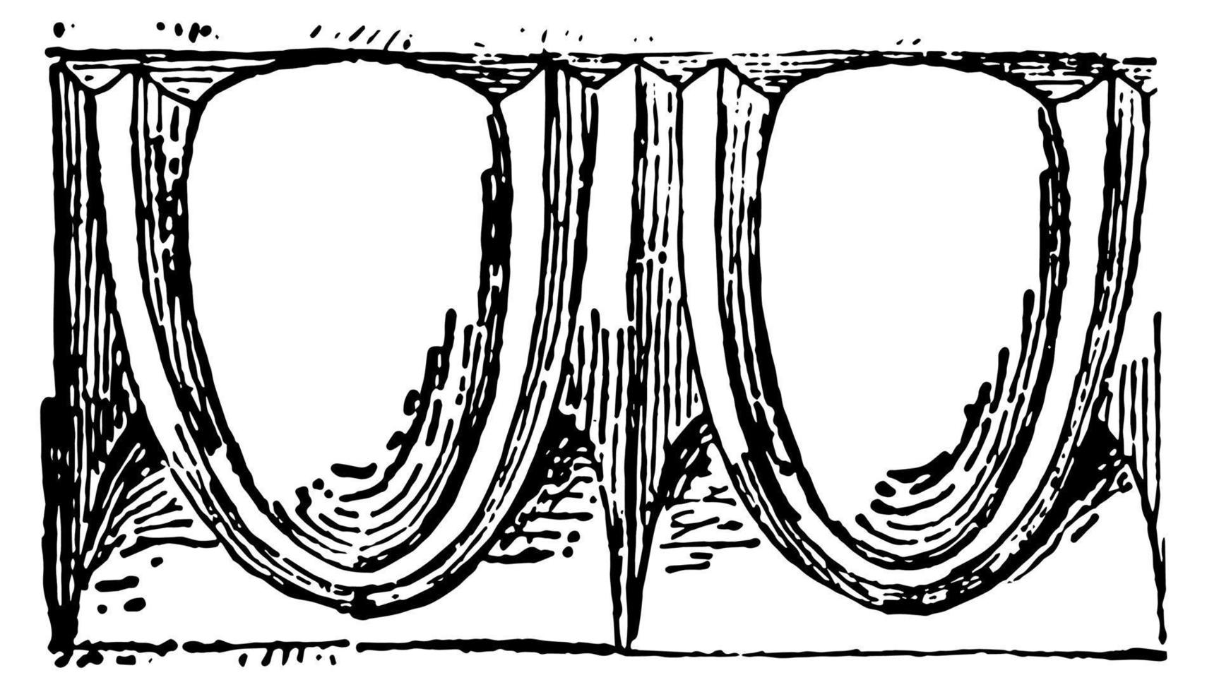 moulure, caractéristique architecturale, gravure vintage. vecteur