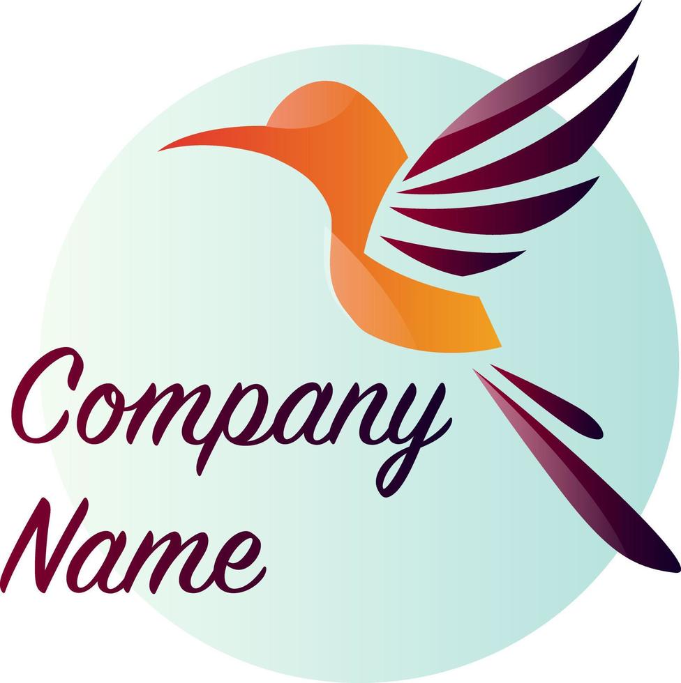 oiseau orange et violet sur illustration vectorielle logo bulle bleue sur fond blanc vecteur